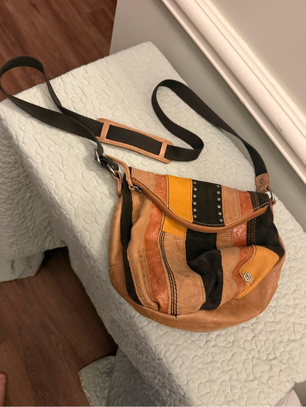 The Sak Patchwork Leather Crossbody - Black, Tan & Yellow